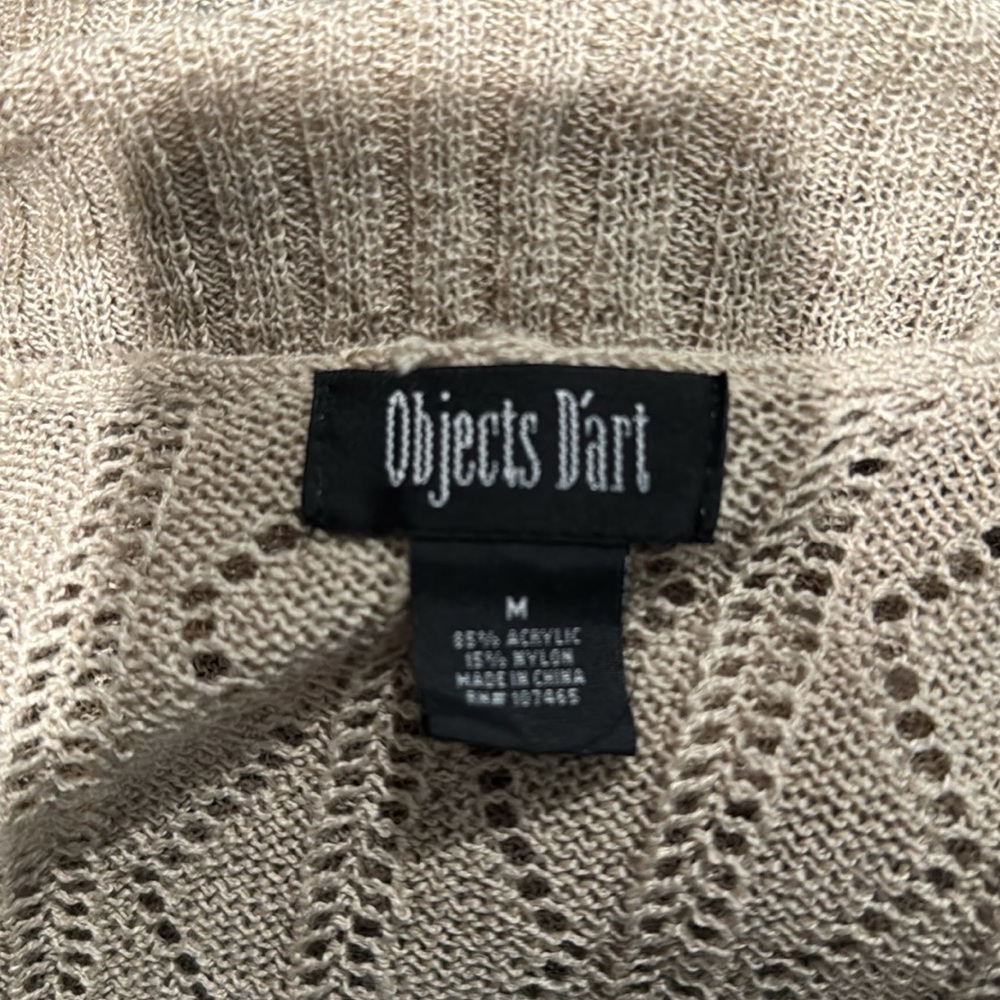 Tan Ribbed Knit Open-Front Cardigan - Picture 4 of 4